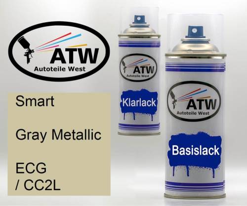 Smart, Gray Metallic, ECG / CC2L: 400ml Sprühdose + 400ml Klarlack - Set, von ATW Autoteile West.